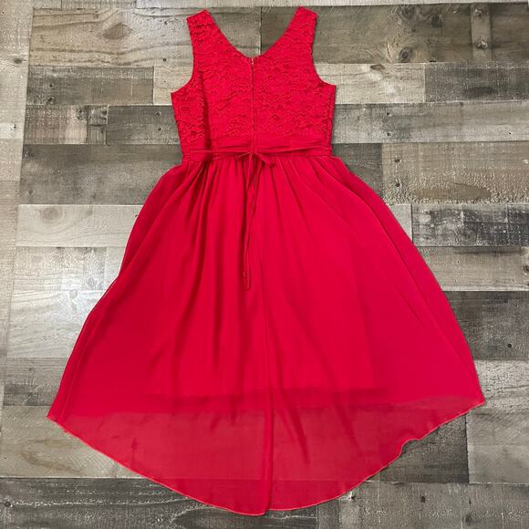 Speechless Girls Red Sleeveless Hi-Low Fit & Flare Dress Size 16 - Picture 4 of 13
